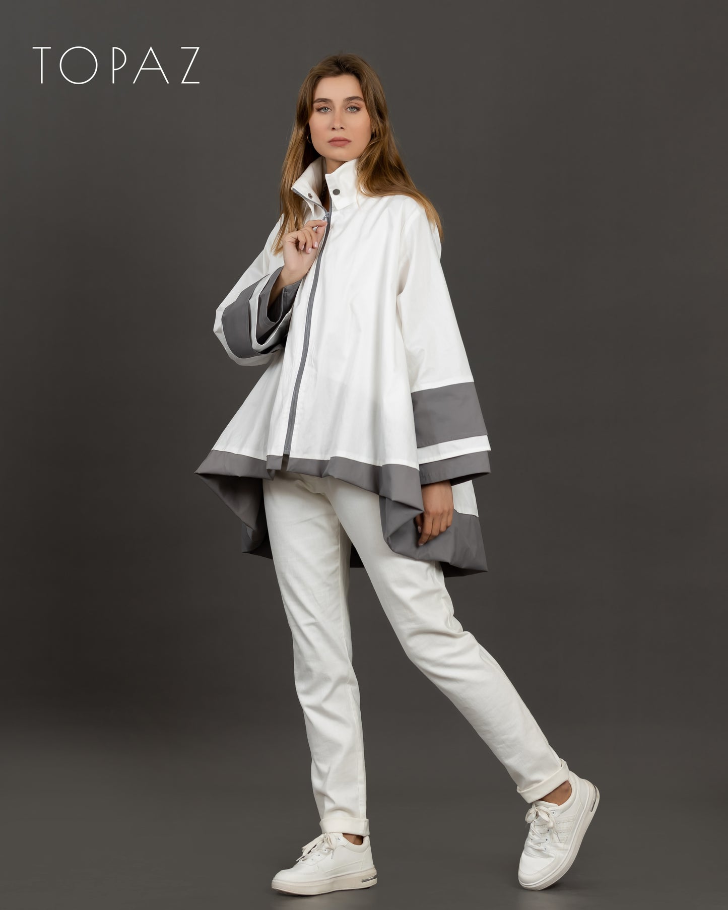 Poplin Jacket With Ruffle