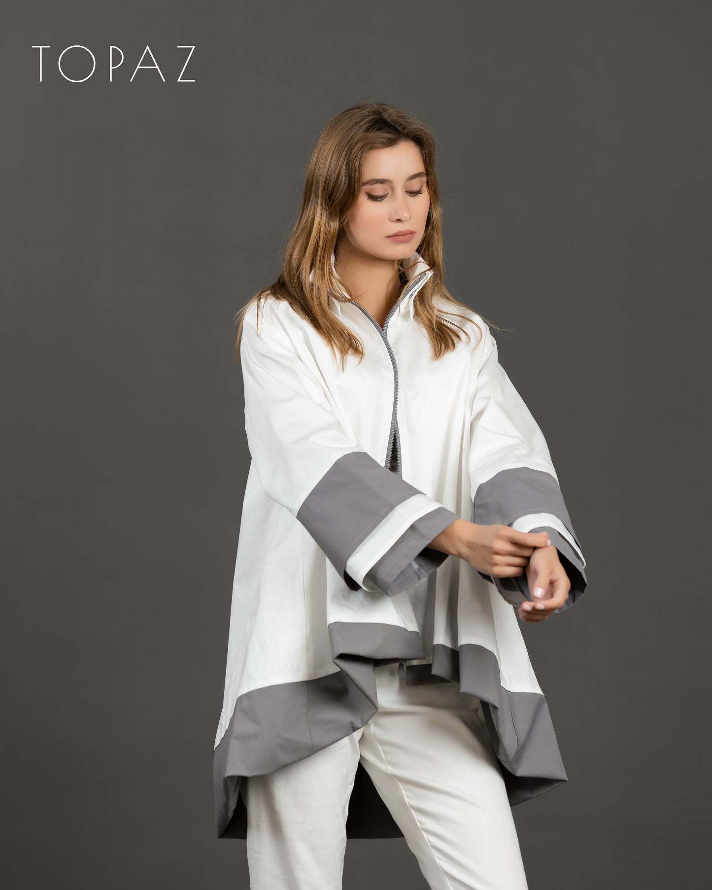 Poplin Jacket With Ruffle