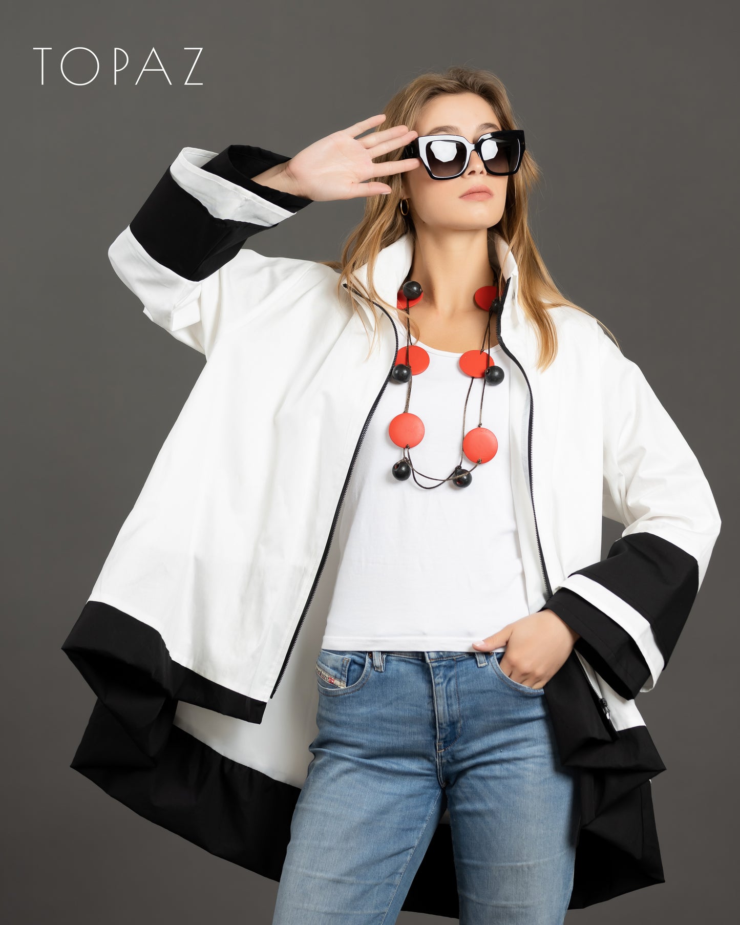 Poplin Jacket With Ruffle