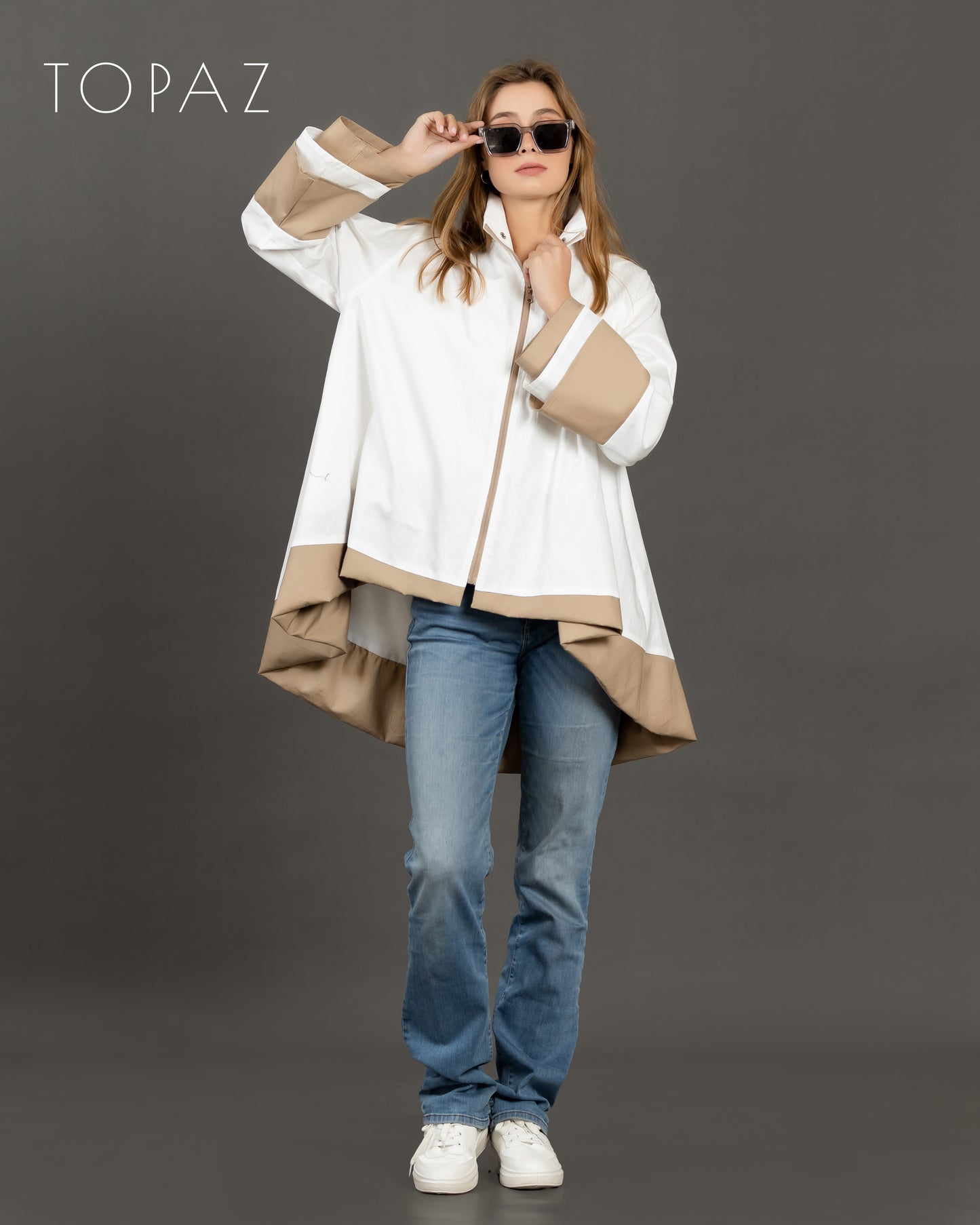 Poplin Jacket With Ruffle
