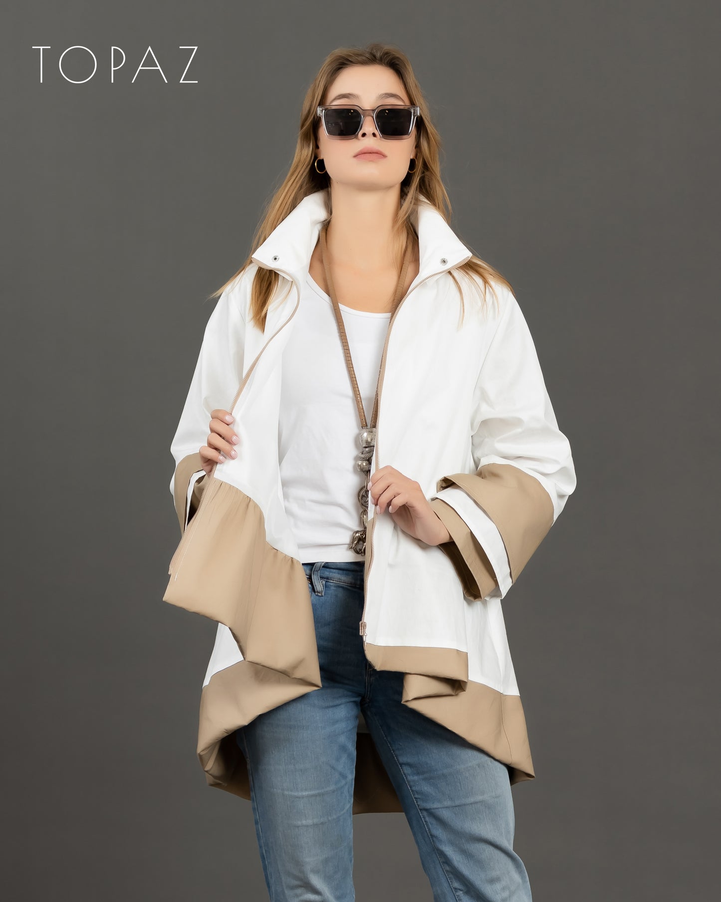 Poplin Jacket With Ruffle