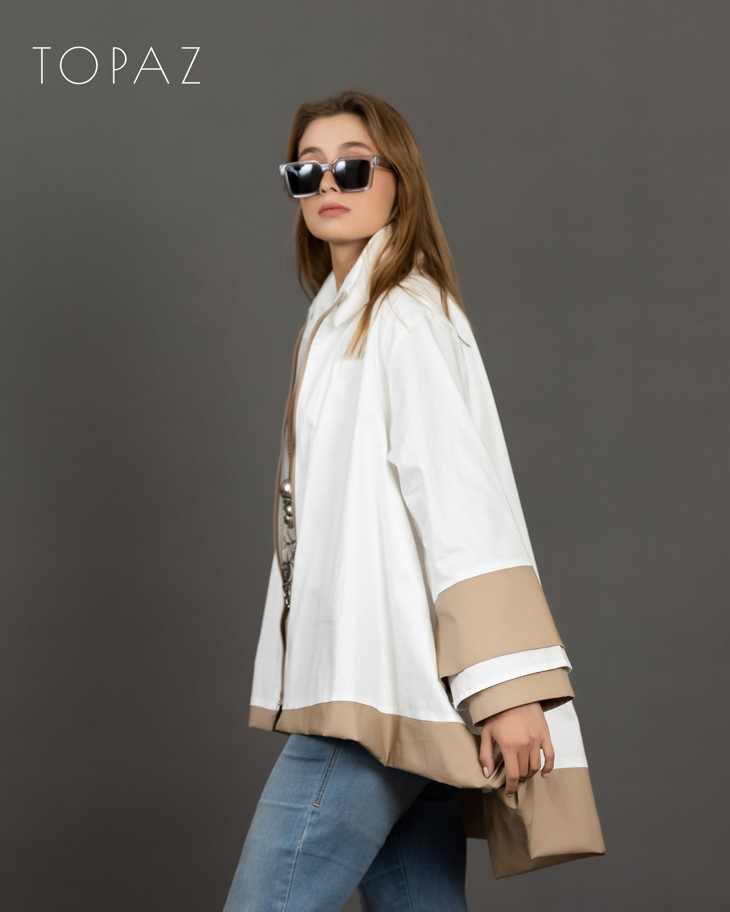 Poplin Jacket With Ruffle