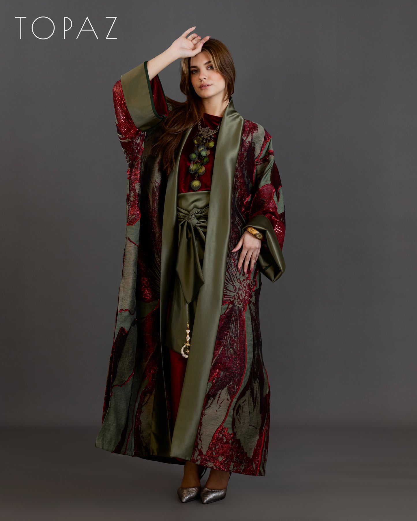 Burgundy Kaftan Set