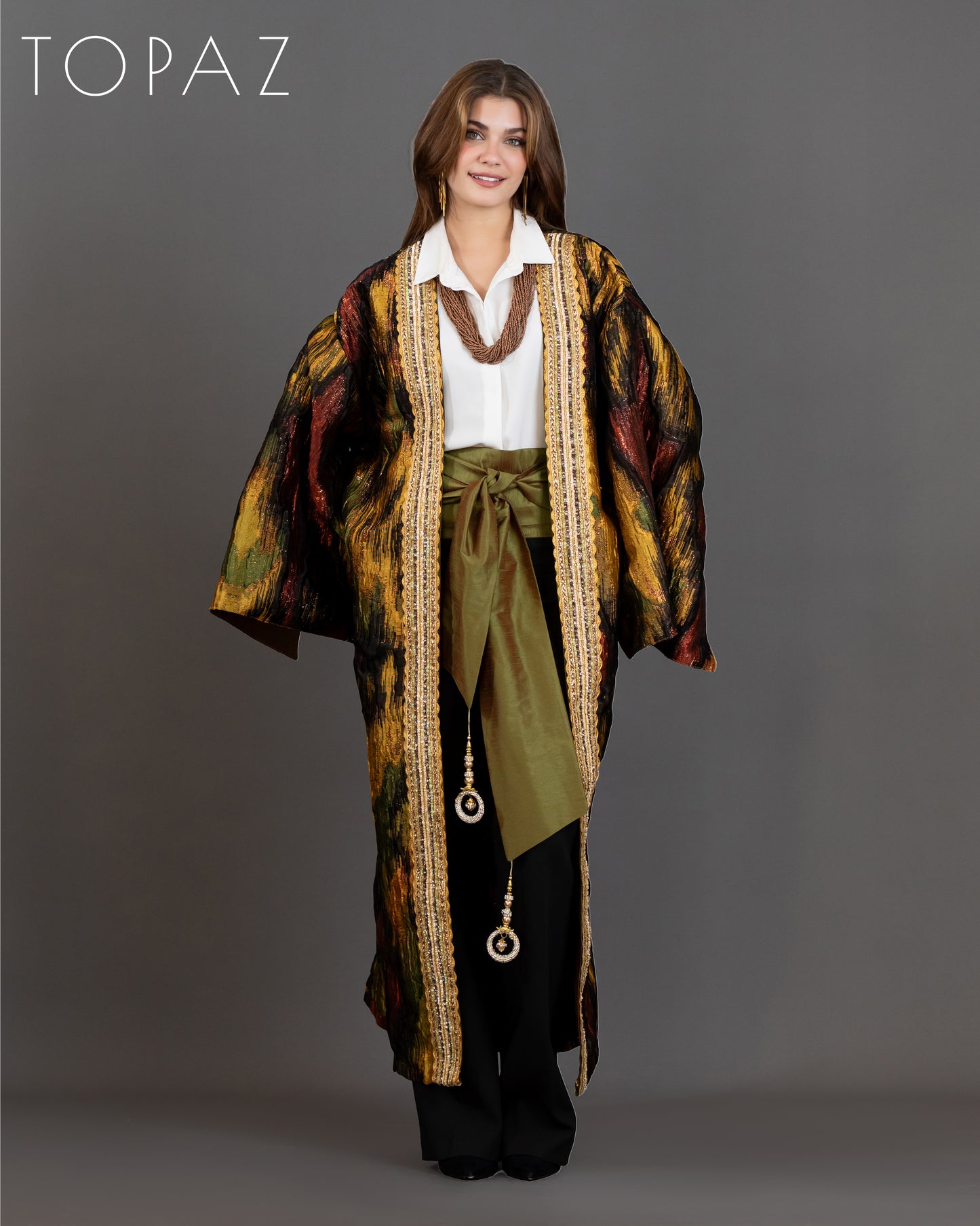 Brocade Kaftan With Belt