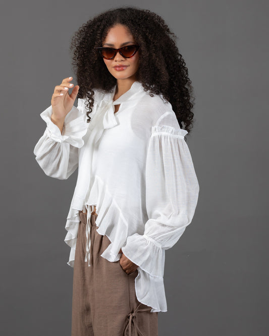 Voile Ruffle Blouse