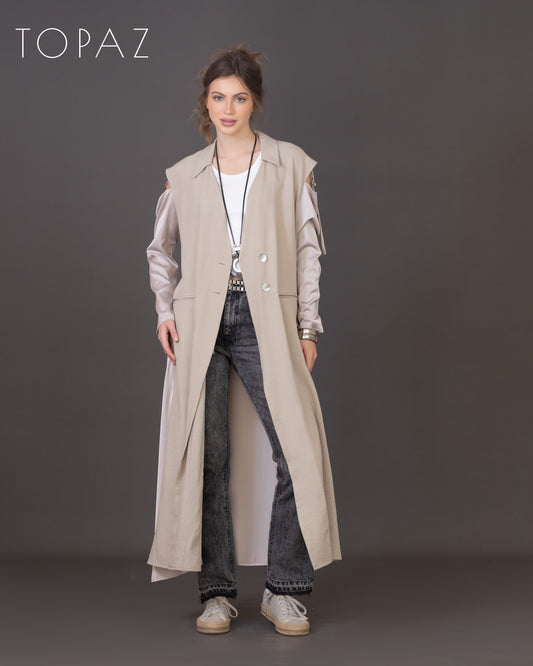 Linen Tunic with Satin