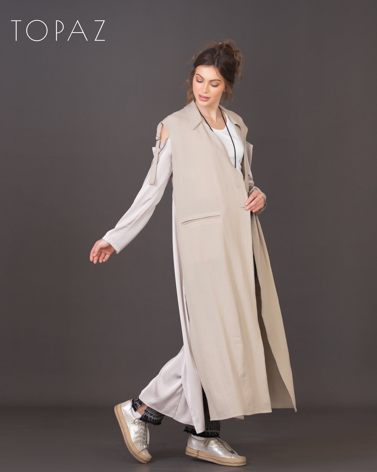 Linen Tunic with Satin