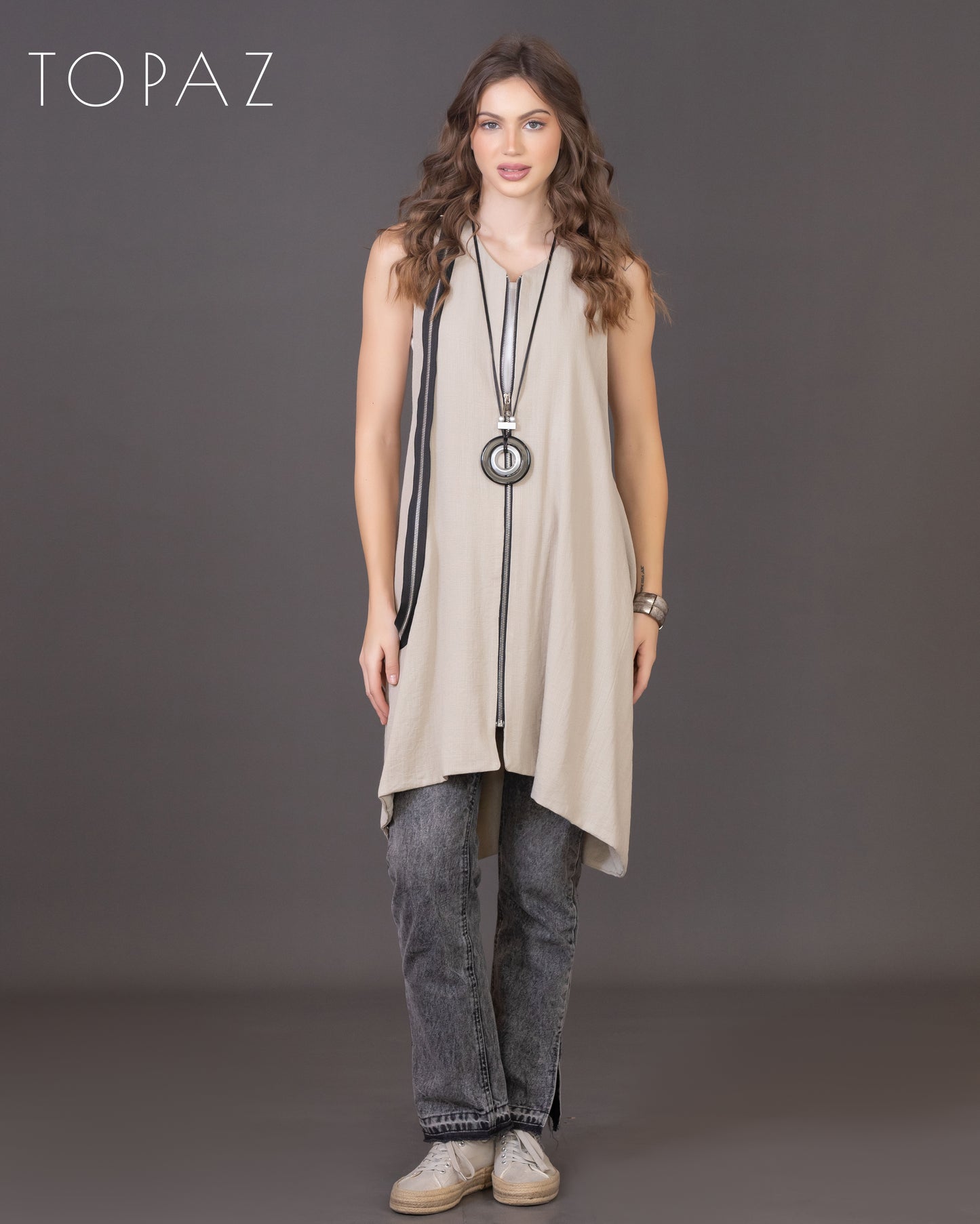 Vest with Zipper Detailing