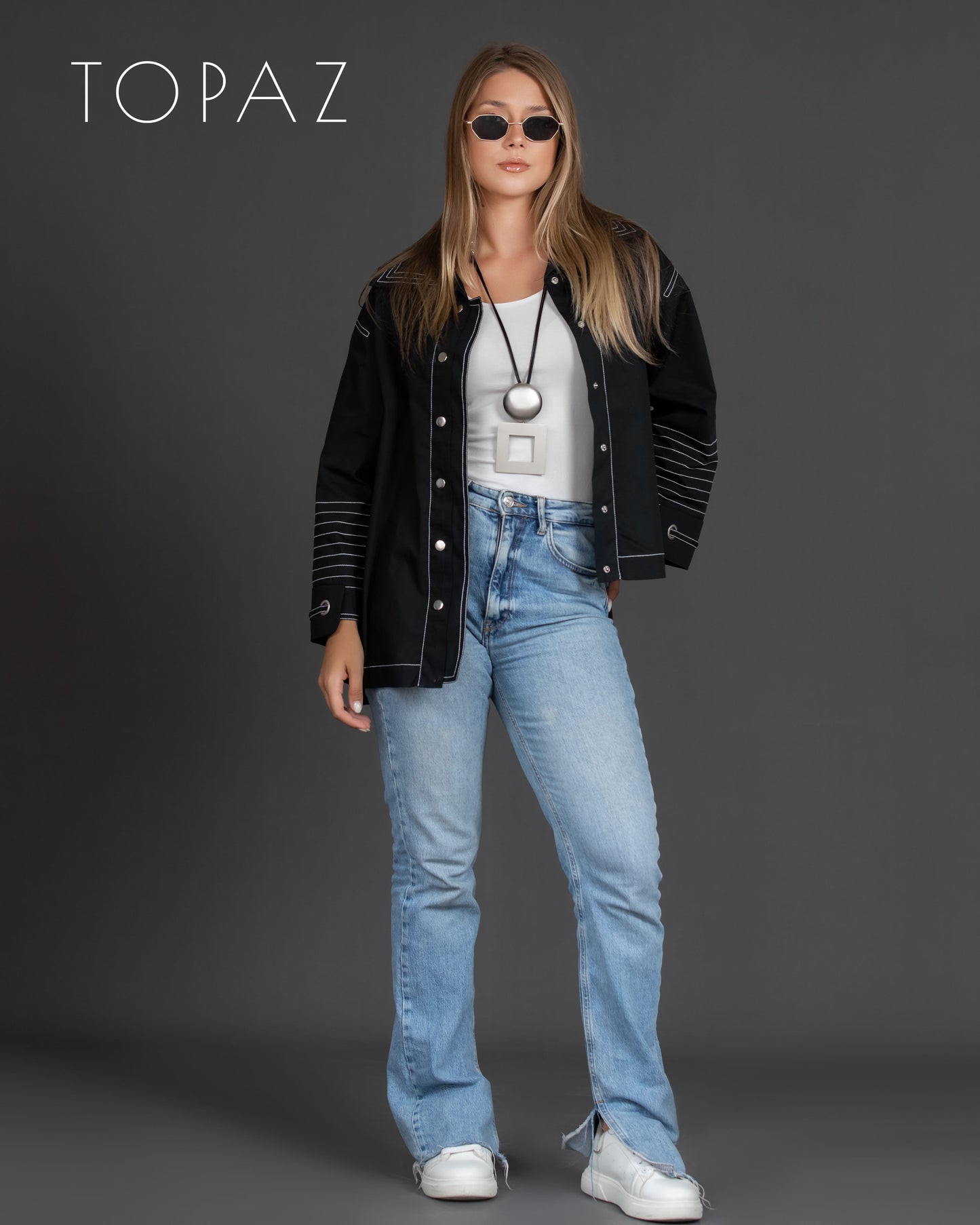 Cotton Jacket with Stitching