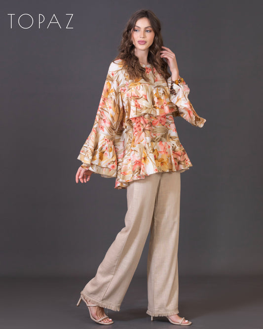 Floral Top with Ruffles