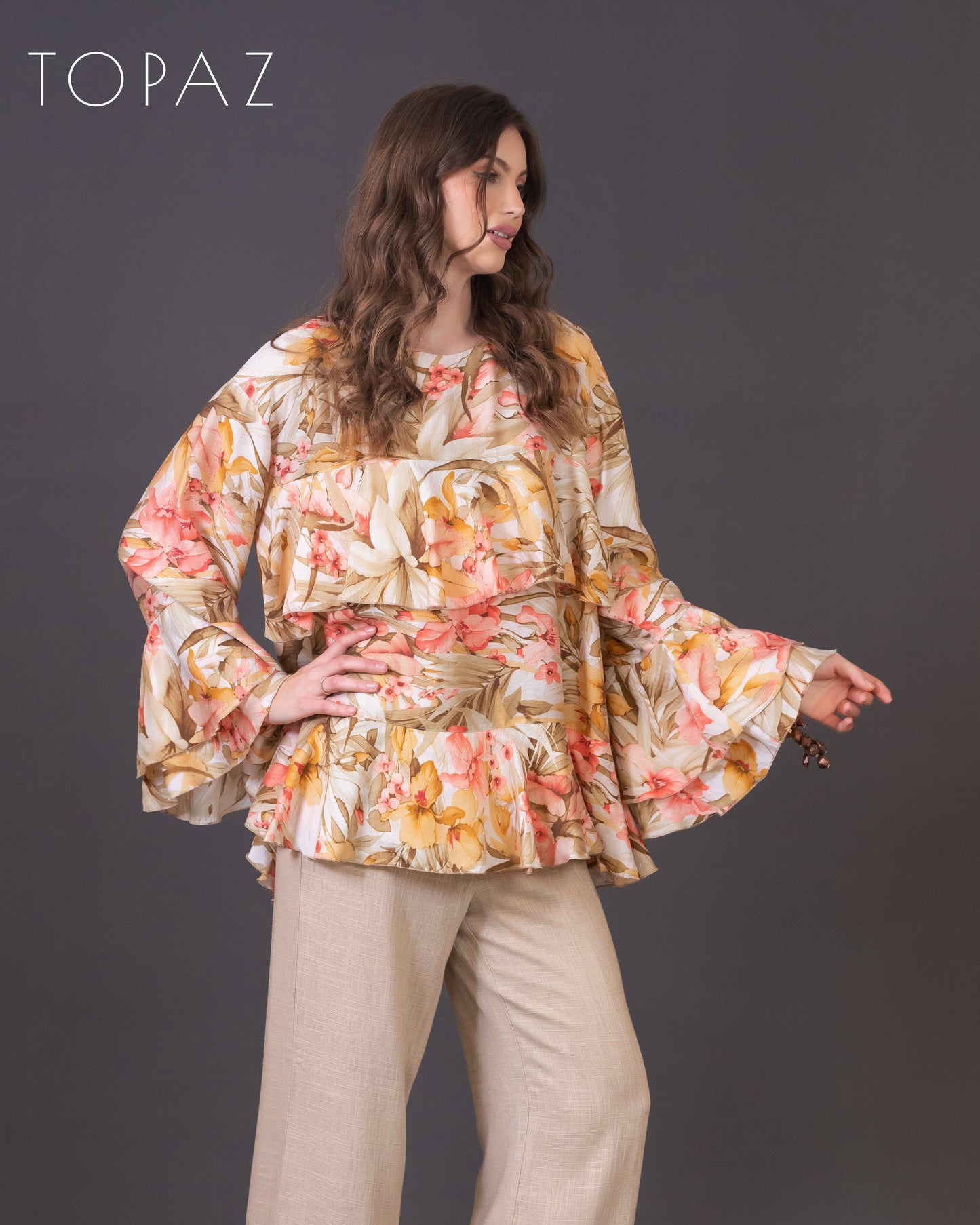 Floral Top with Ruffles