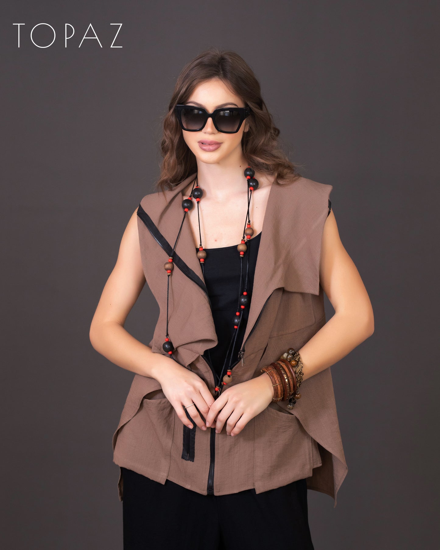 Vest with Black Zipper