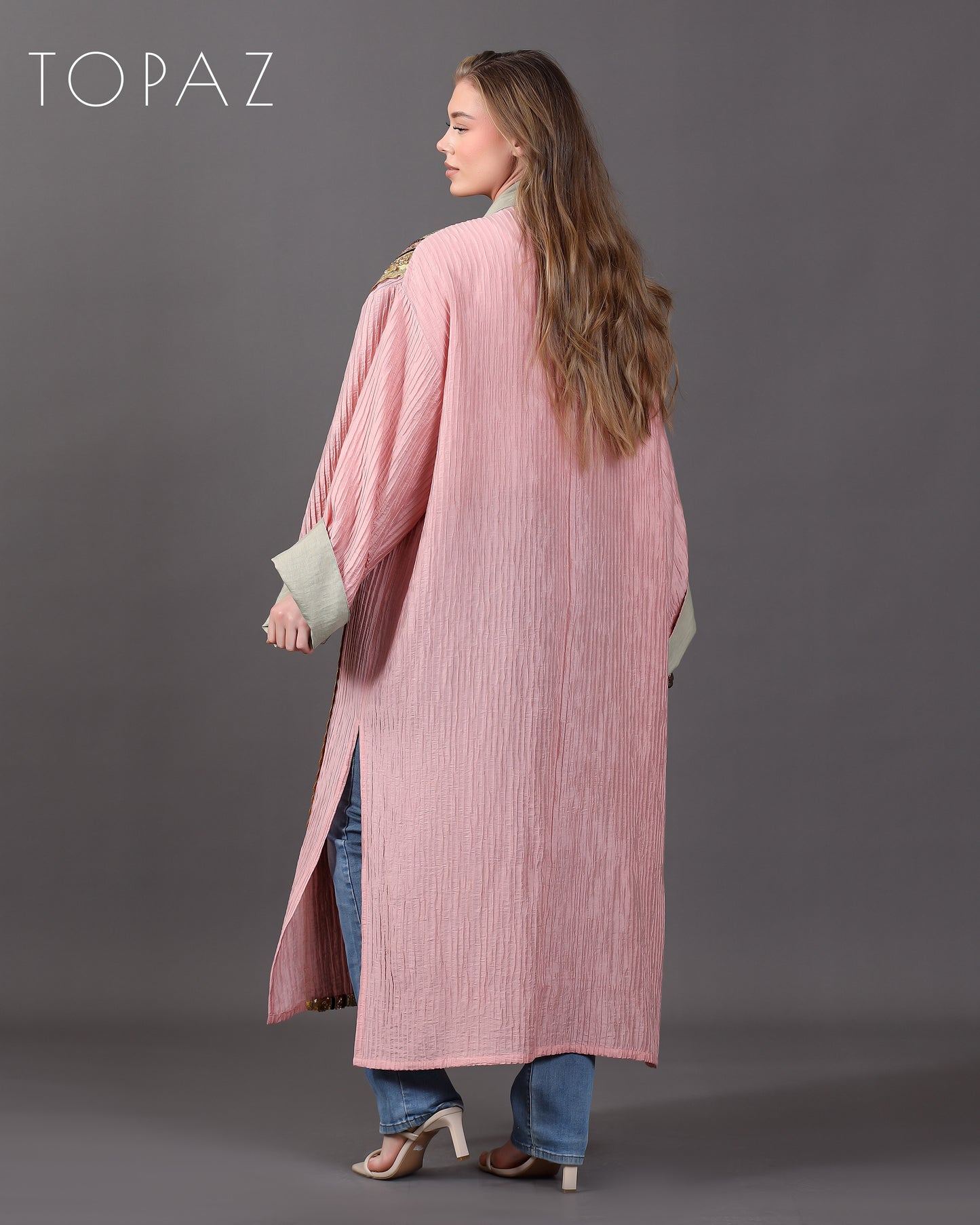 Pink Kaftan With Embroidery