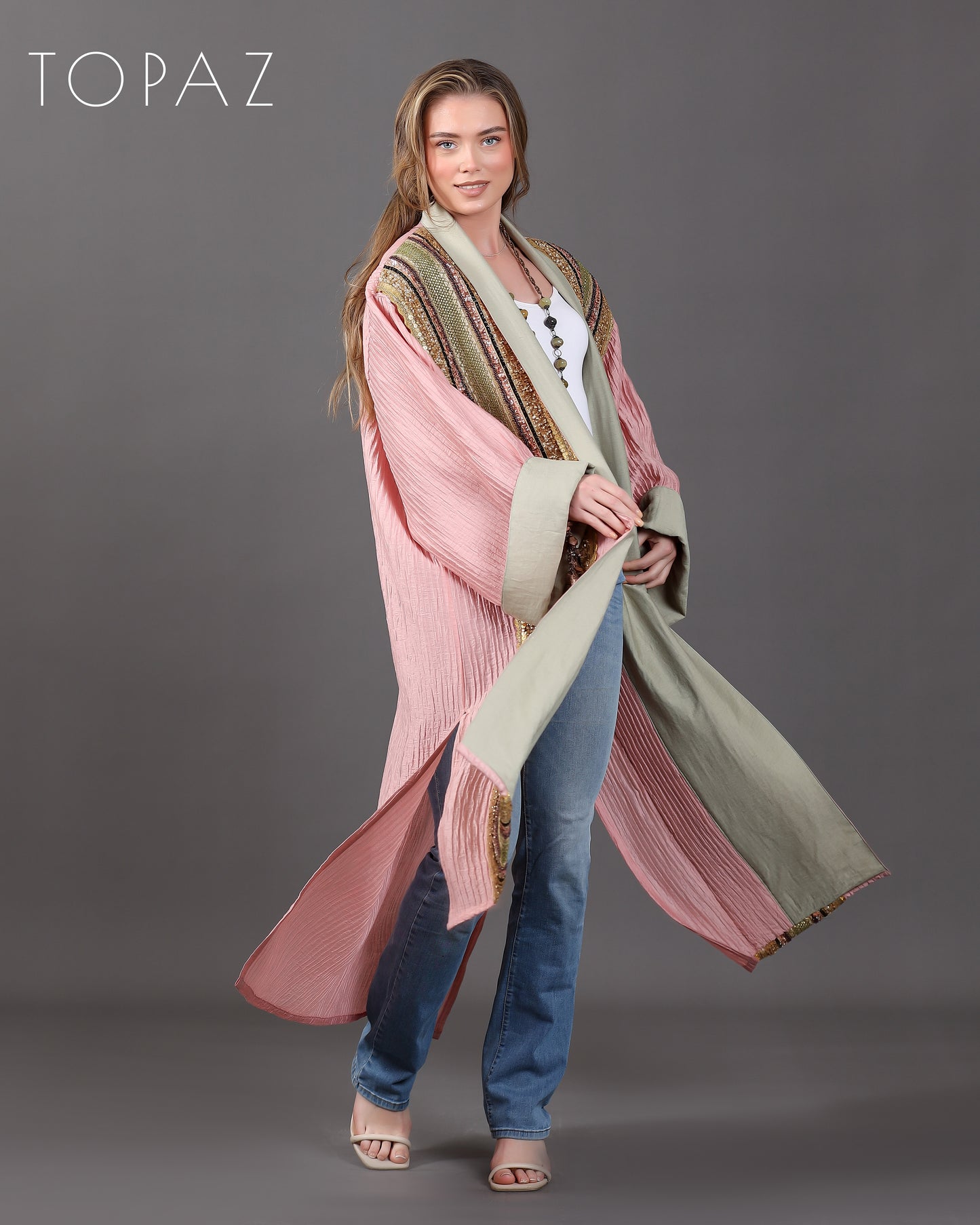 Pink Kaftan With Embroidery