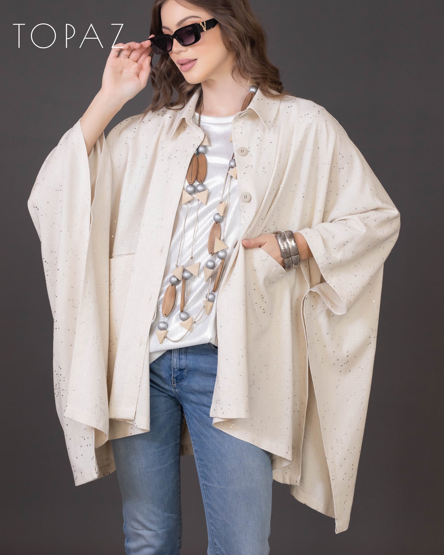 Metallic Polka Dot Poncho