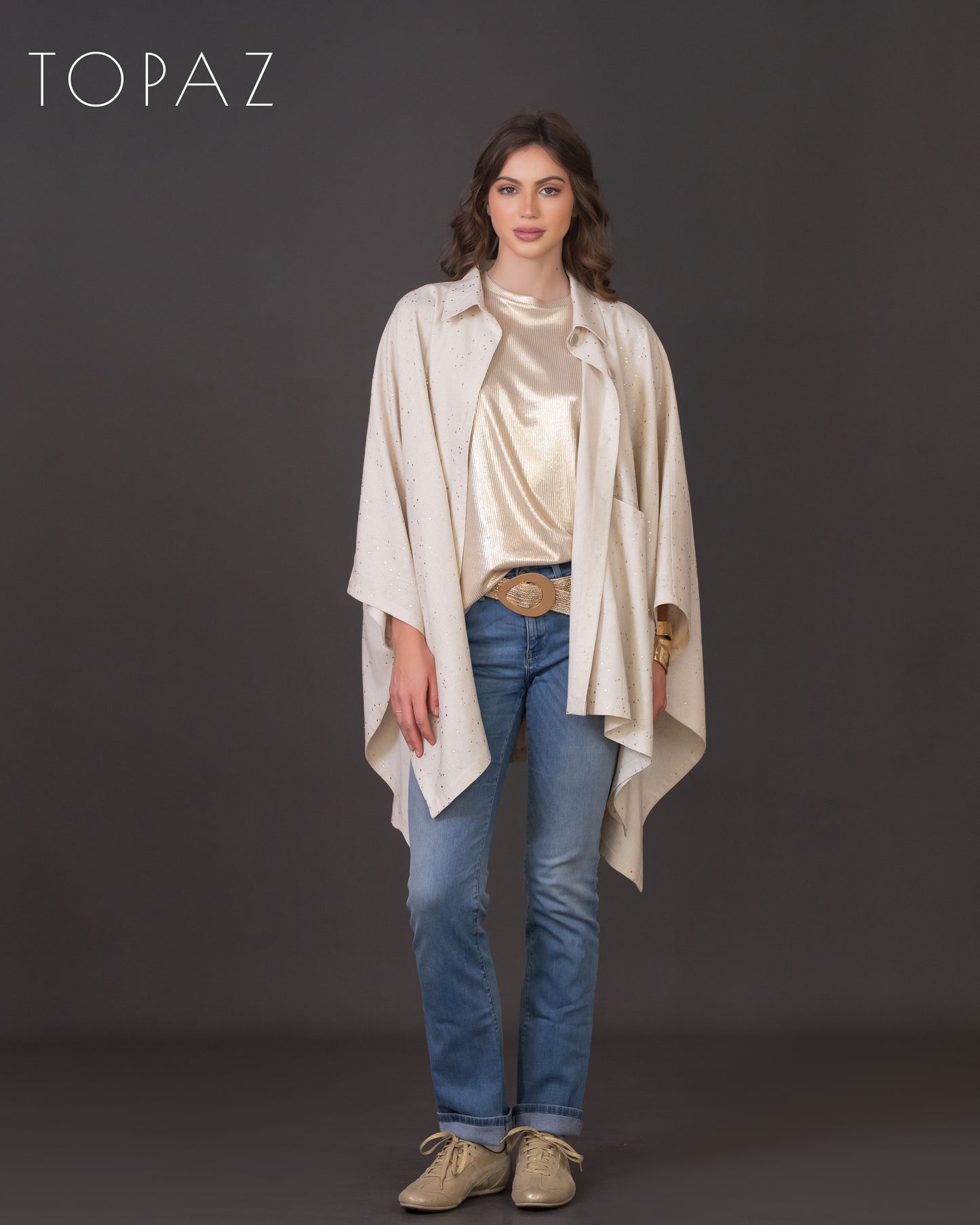 Metallic Polka Dot Poncho