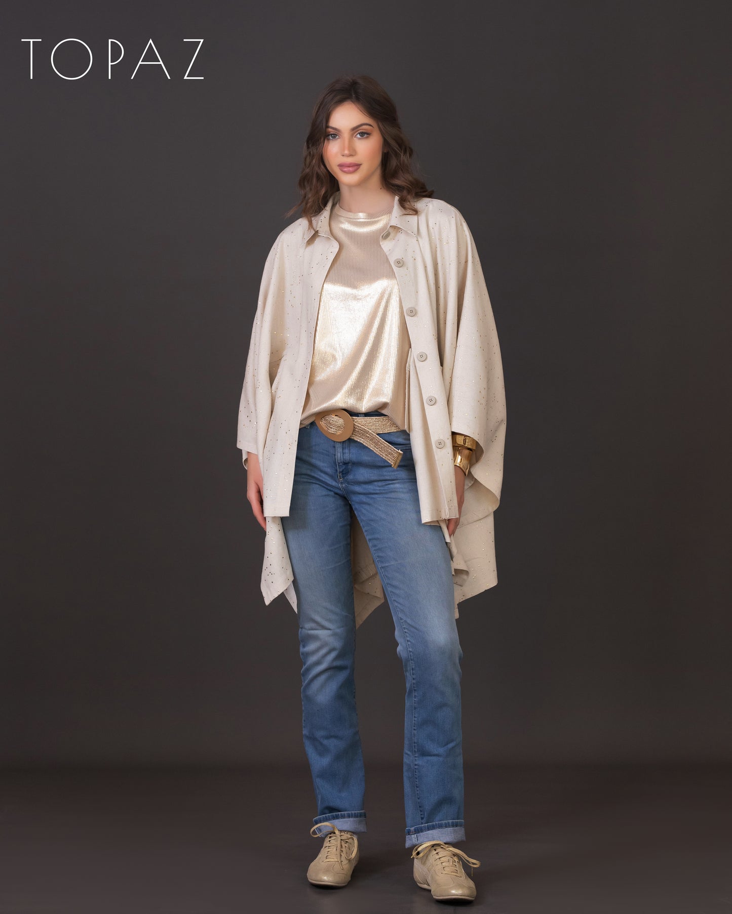 Metallic Polka Dot Poncho