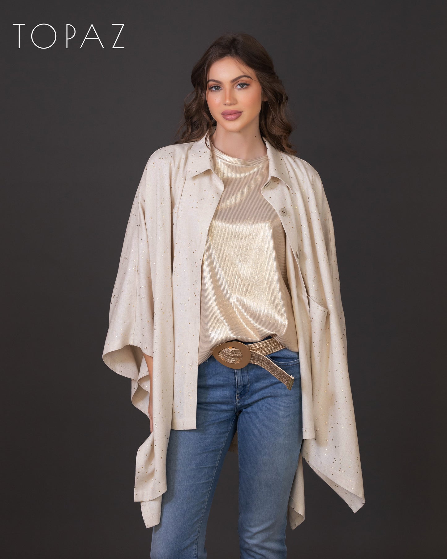 Metallic Polka Dot Poncho