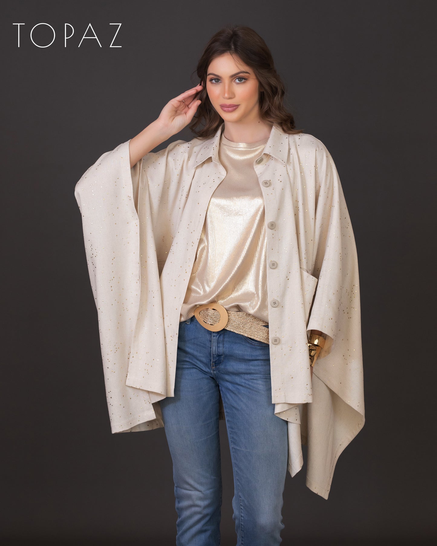 Metallic Polka Dot Poncho