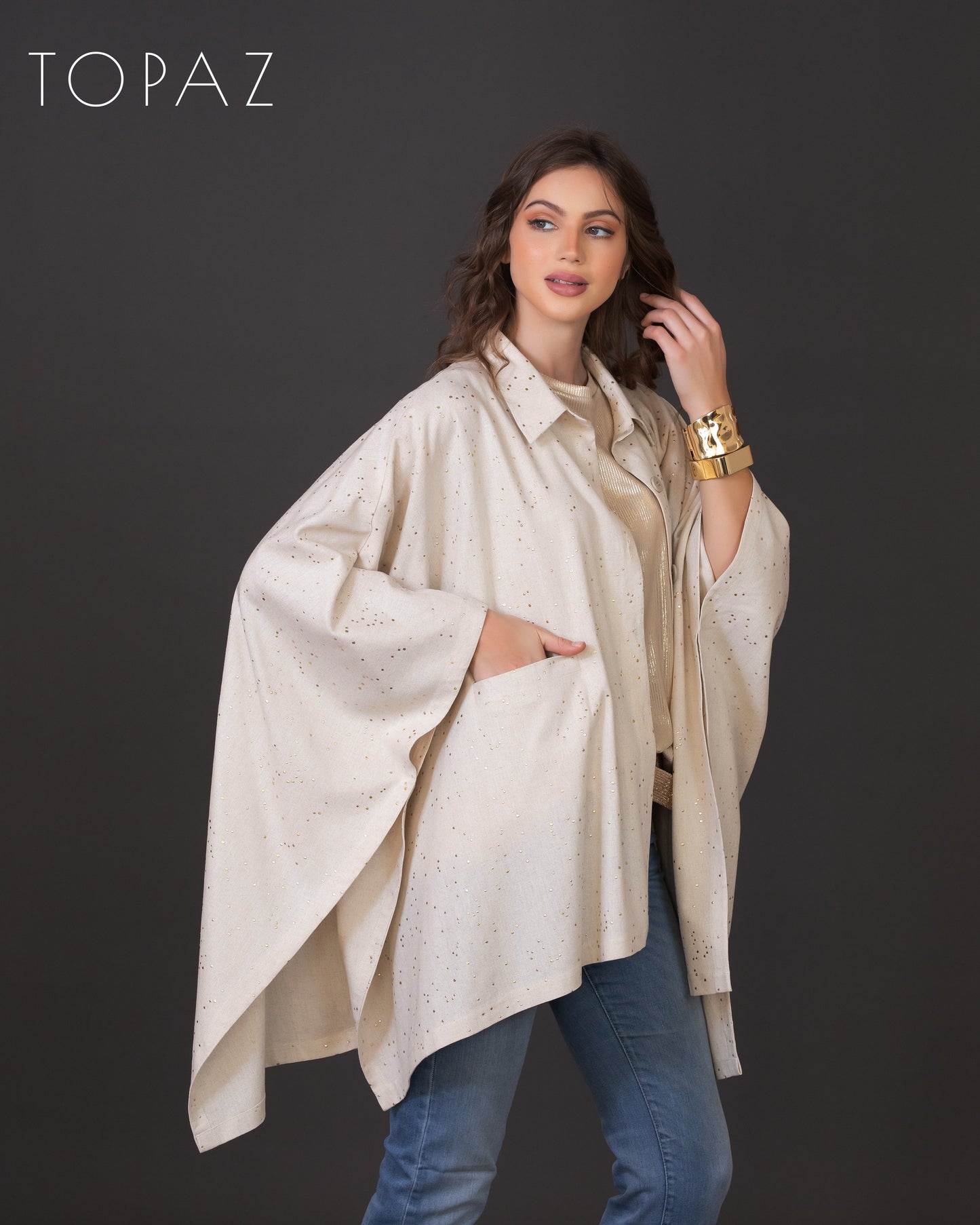 Metallic Polka Dot Poncho