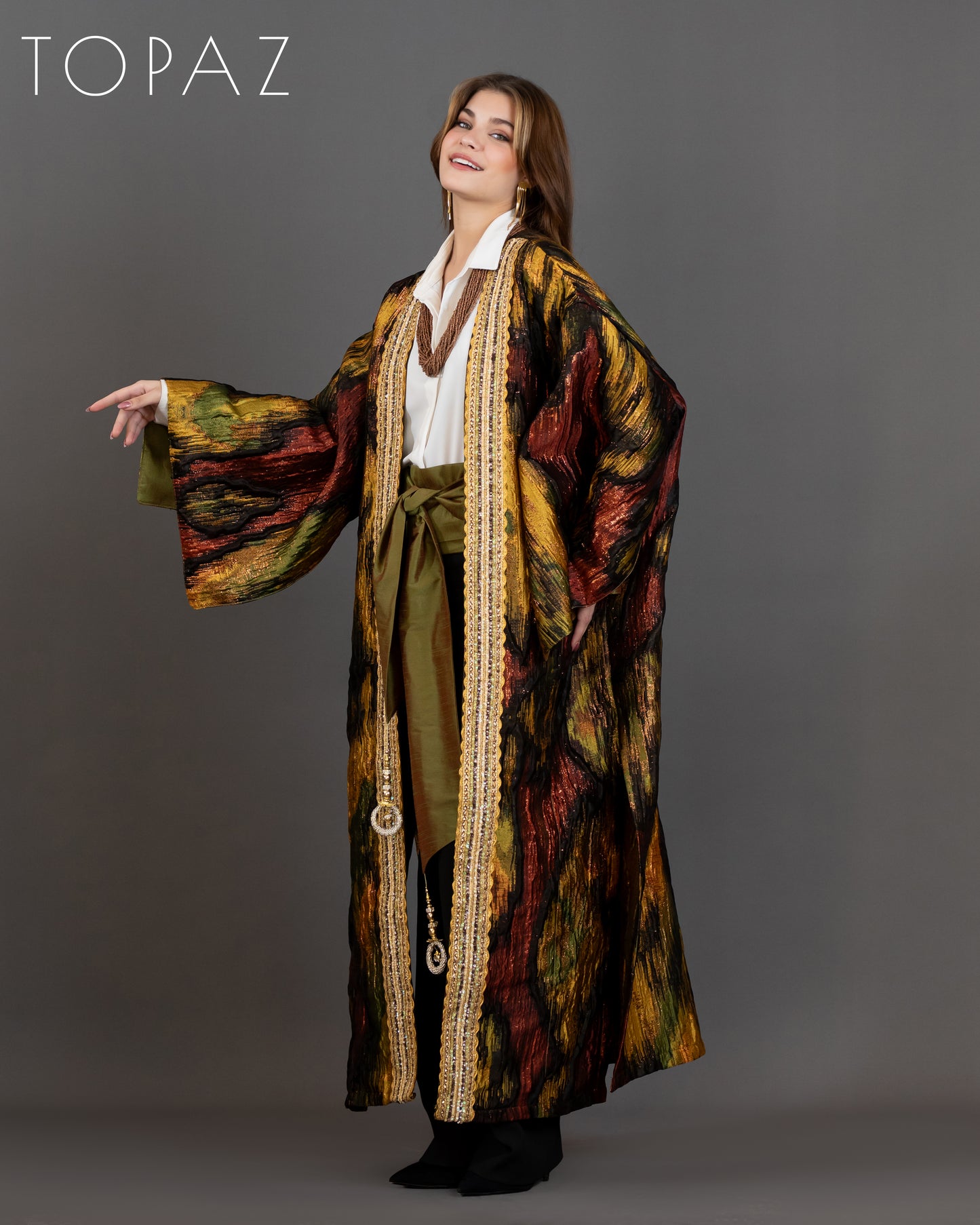 Brocade Kaftan With Belt