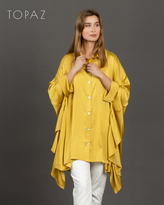 Satin Blouse with Ruffles