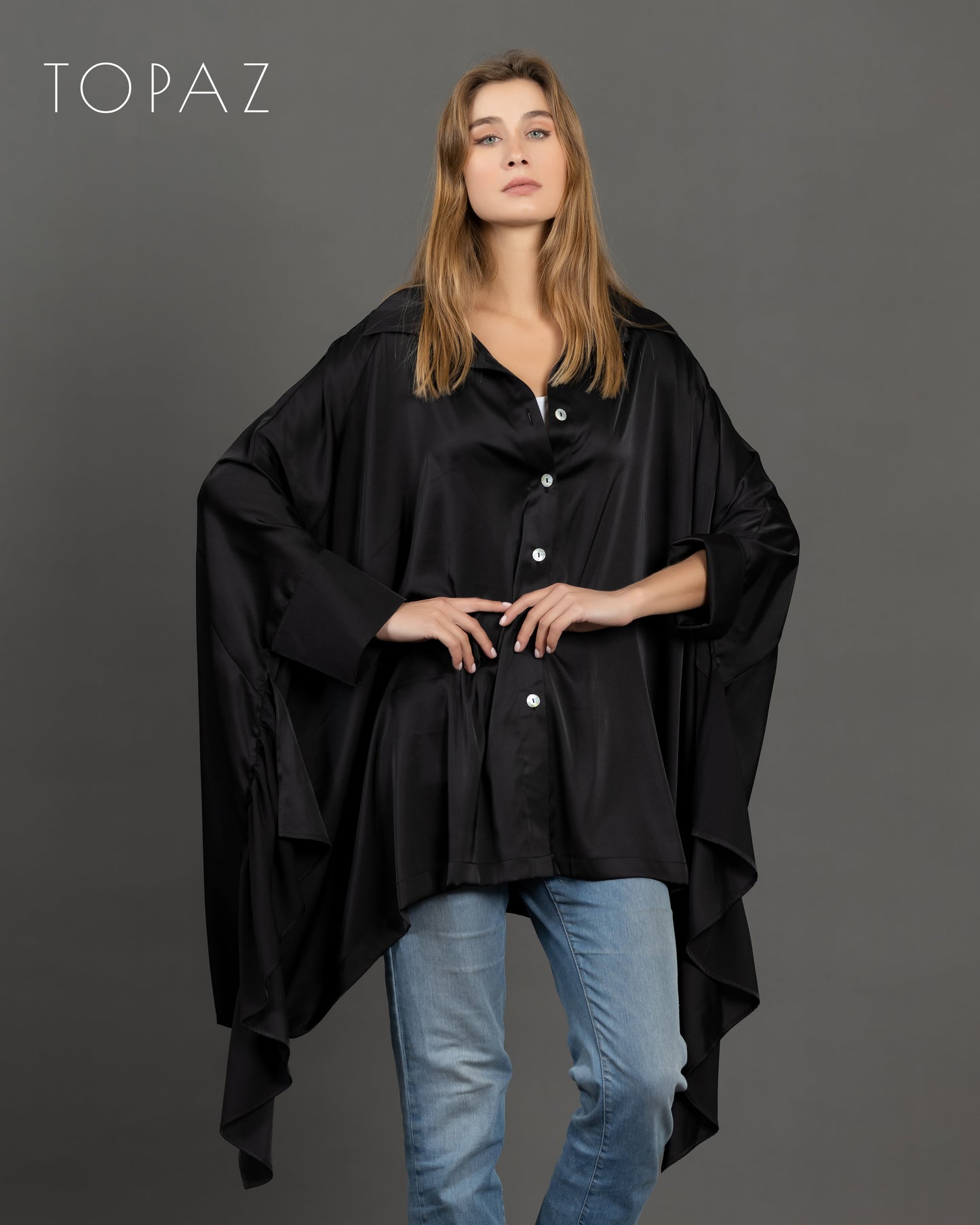 Satin Blouse with Ruffles