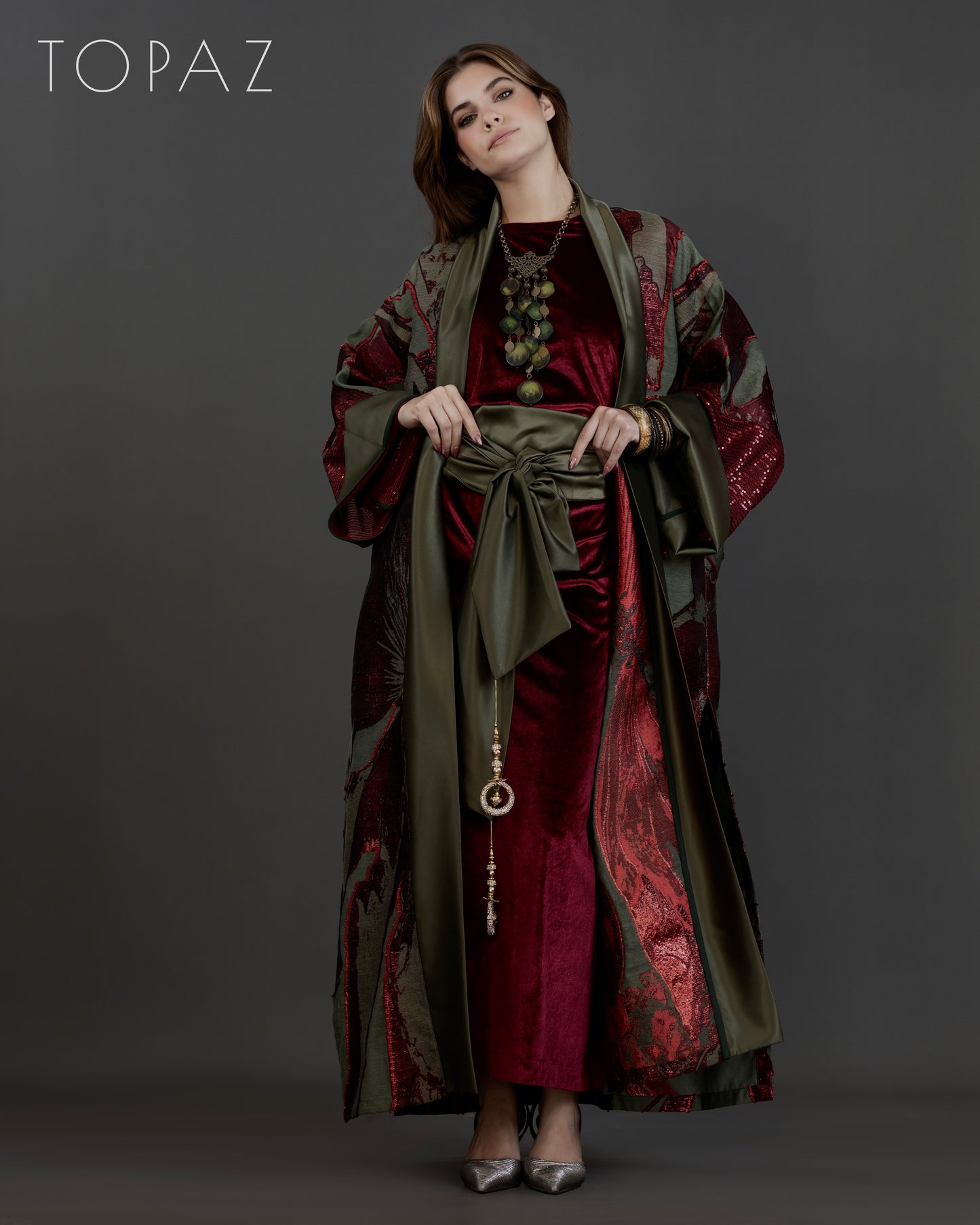 Burgundy Kaftan Set
