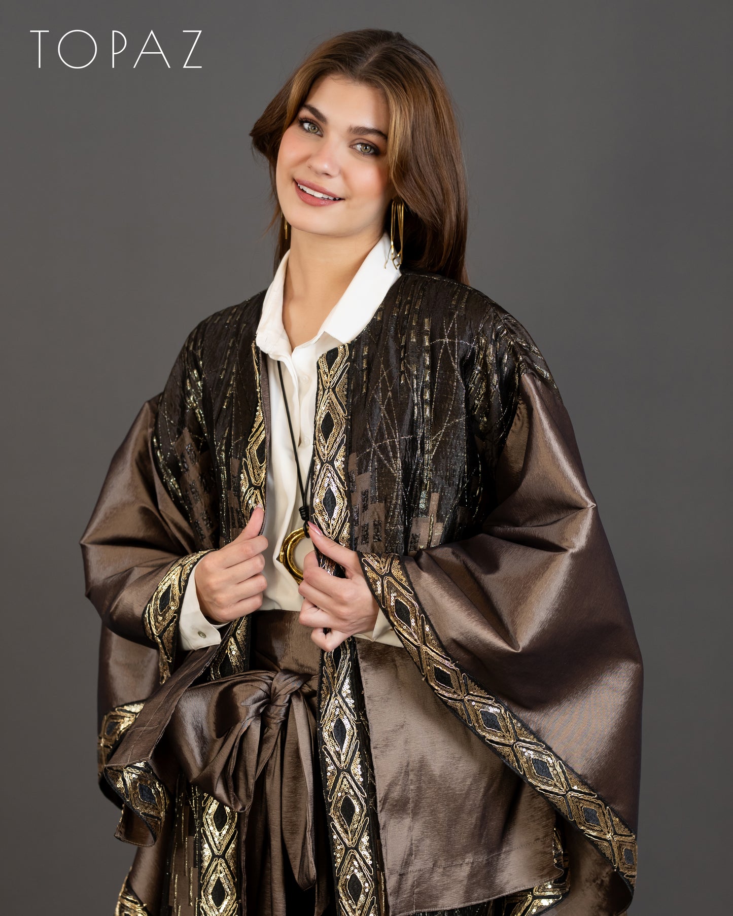 Brown Kaftan With Belt
