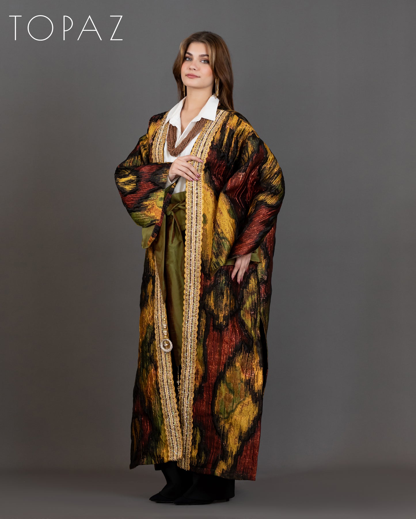 Brocade Kaftan With Belt