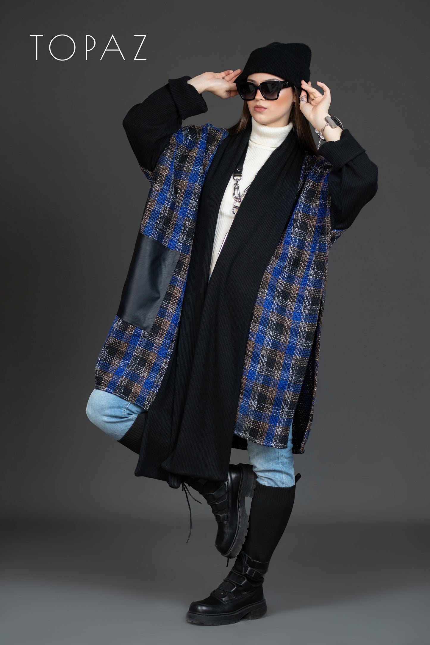 Plaid Knit Cardigan