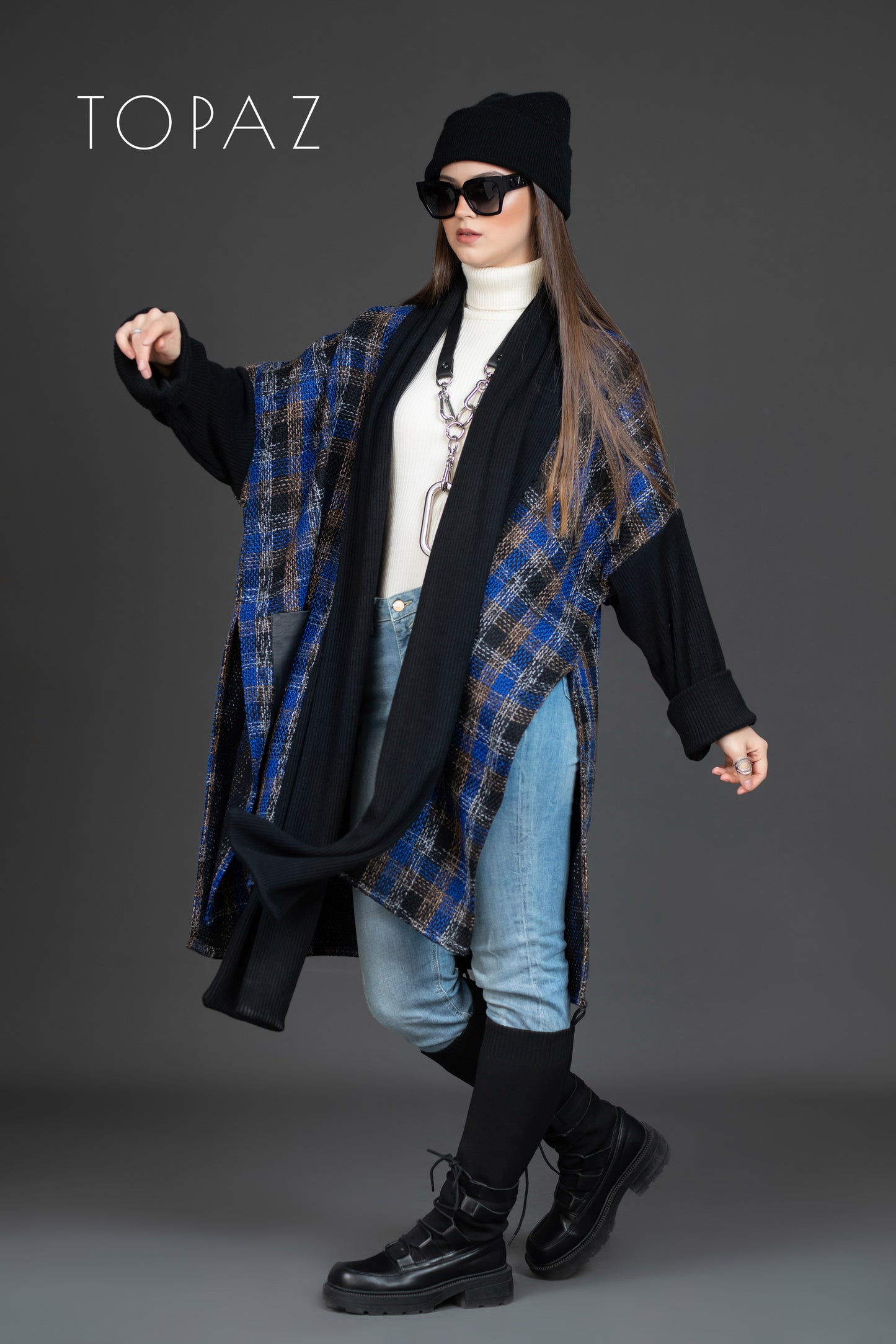 Plaid Knit Cardigan