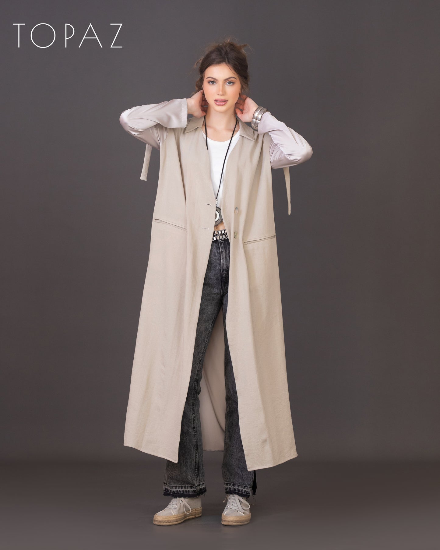 Linen Tunic with Satin
