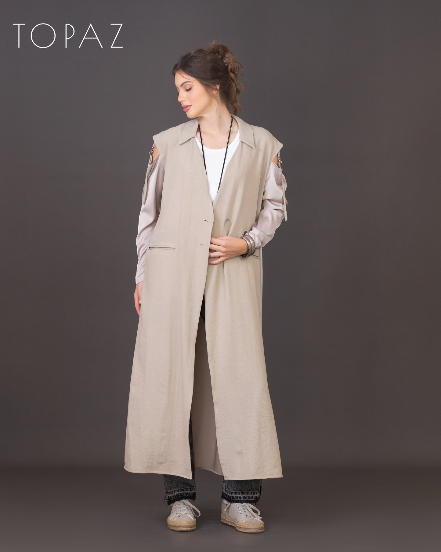 Linen Tunic with Satin