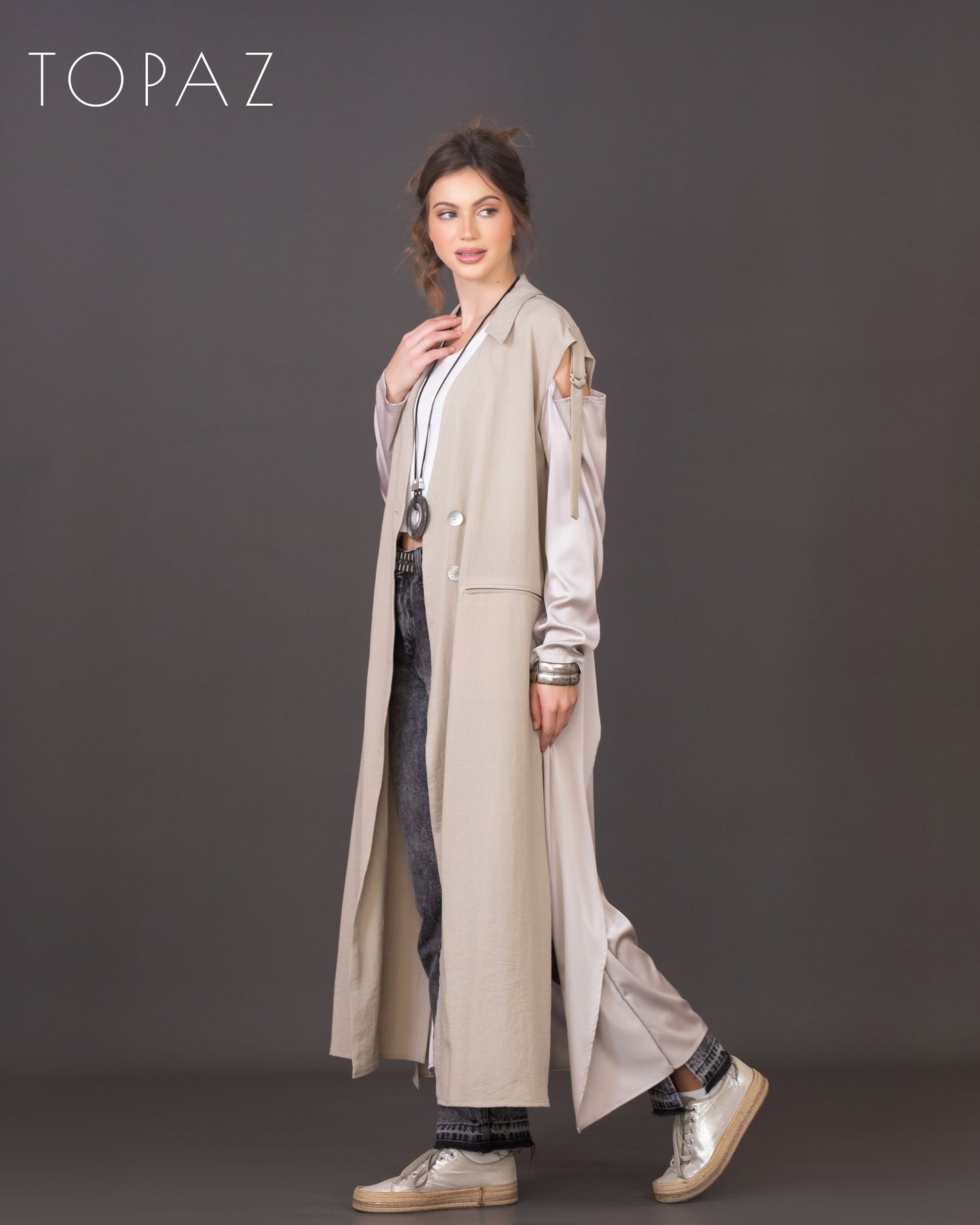 Linen Tunic with Satin