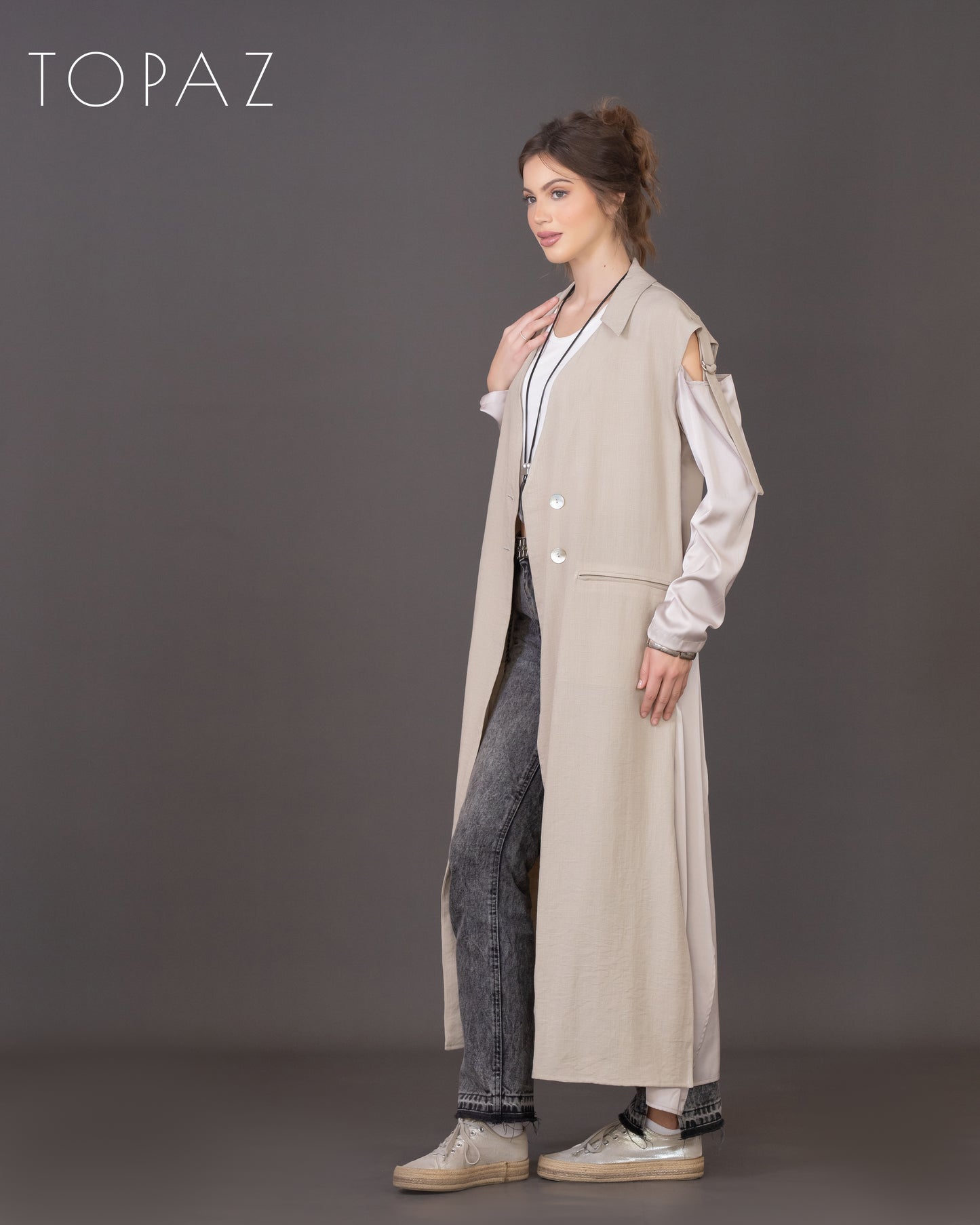 Linen Tunic with Satin