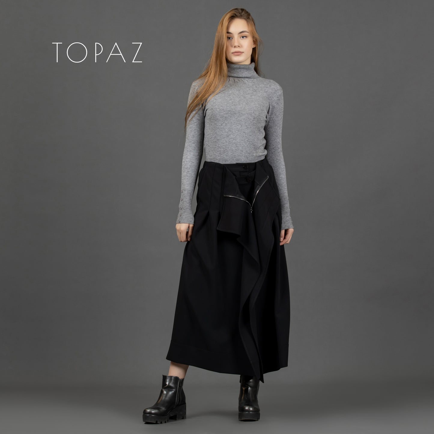 Pants with Zipper Skirt Effect