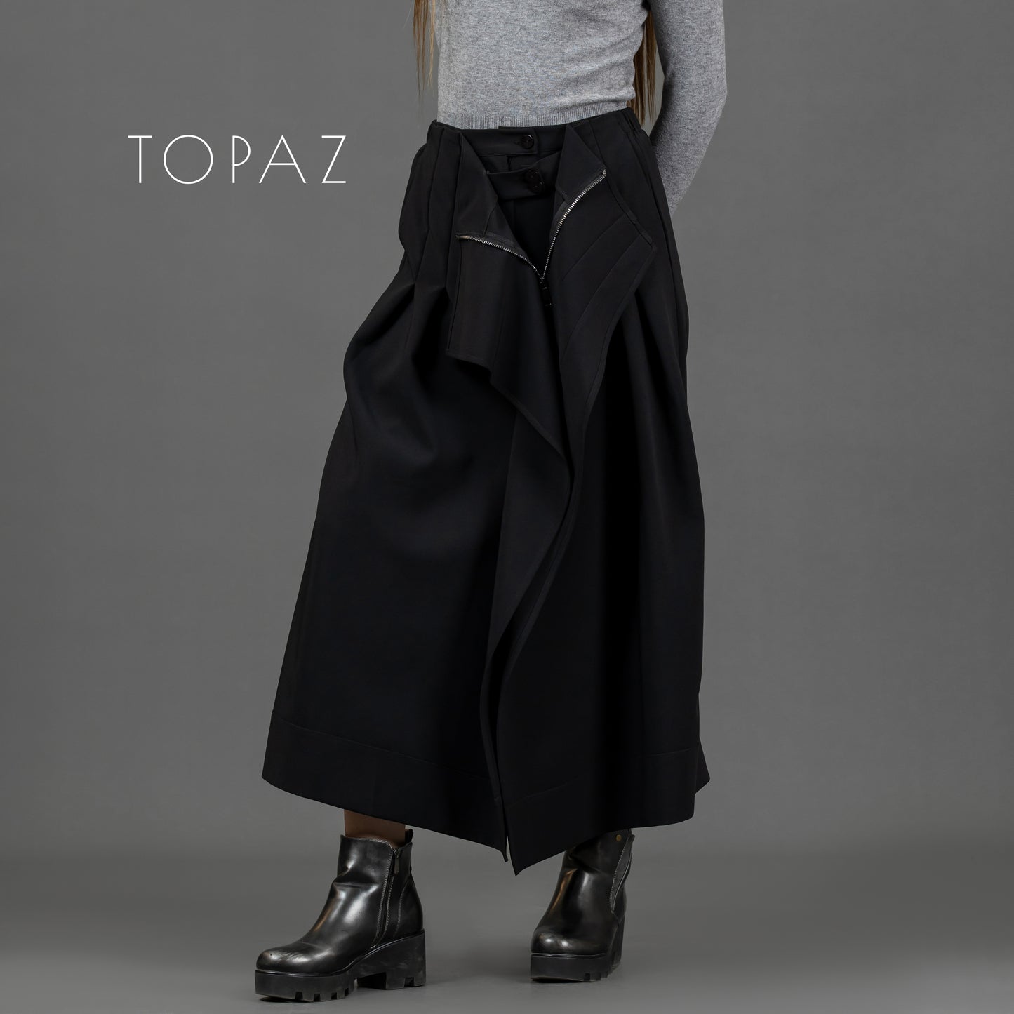 Pants with Zipper Skirt Effect