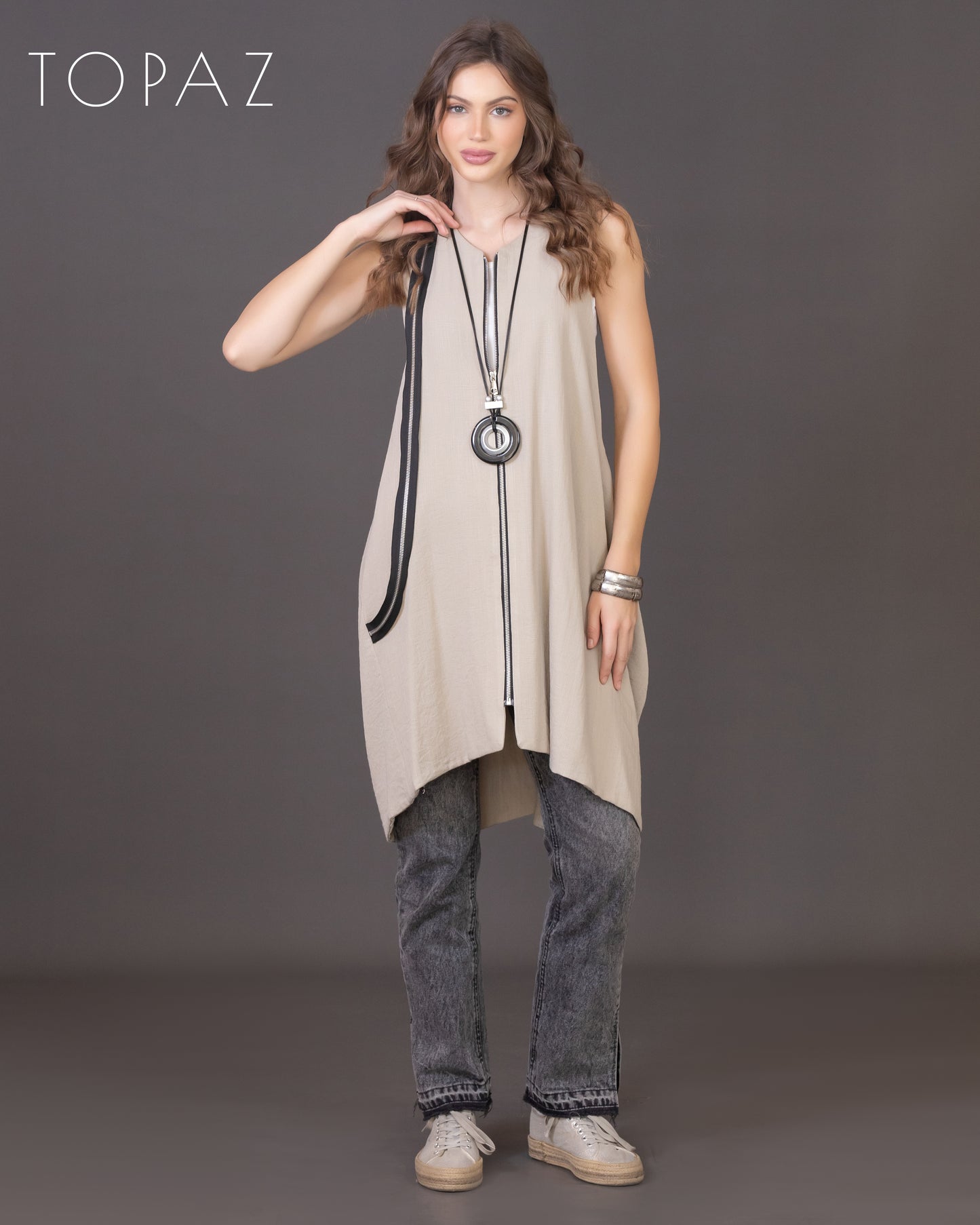 Vest with Zipper Detailing