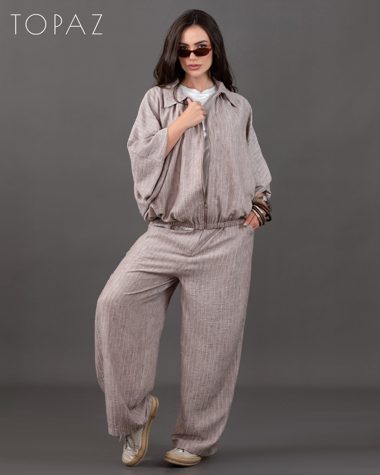 Metallic Striped Linen Set
