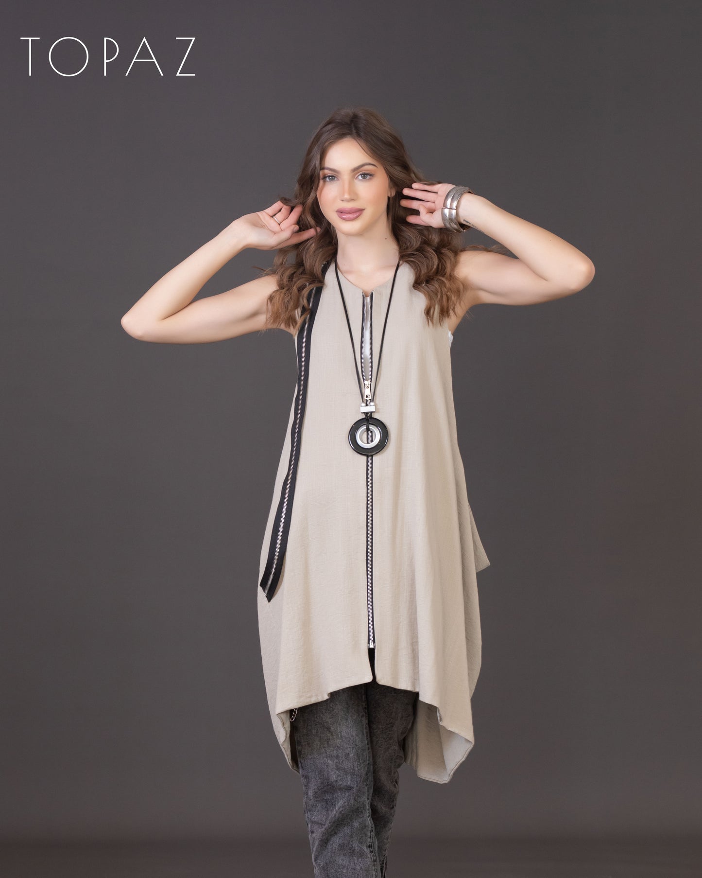 Vest with Zipper Detailing