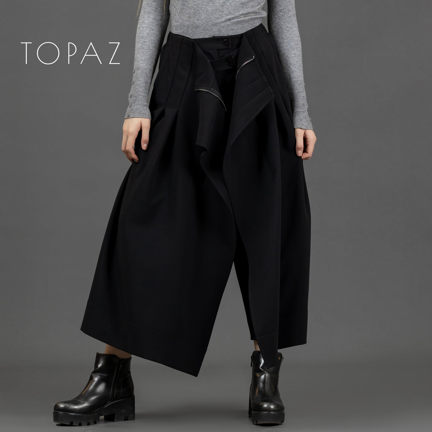 Pants with Zipper Skirt Effect