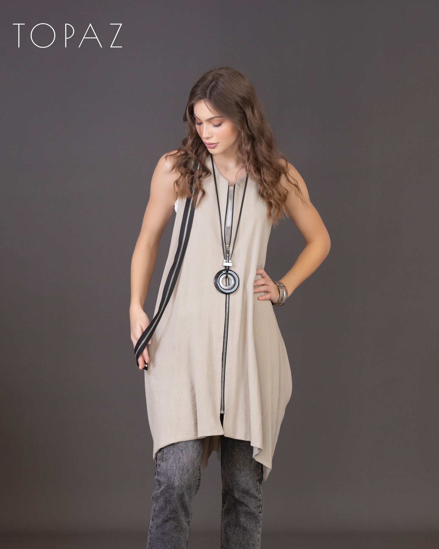 Vest with Zipper Detailing