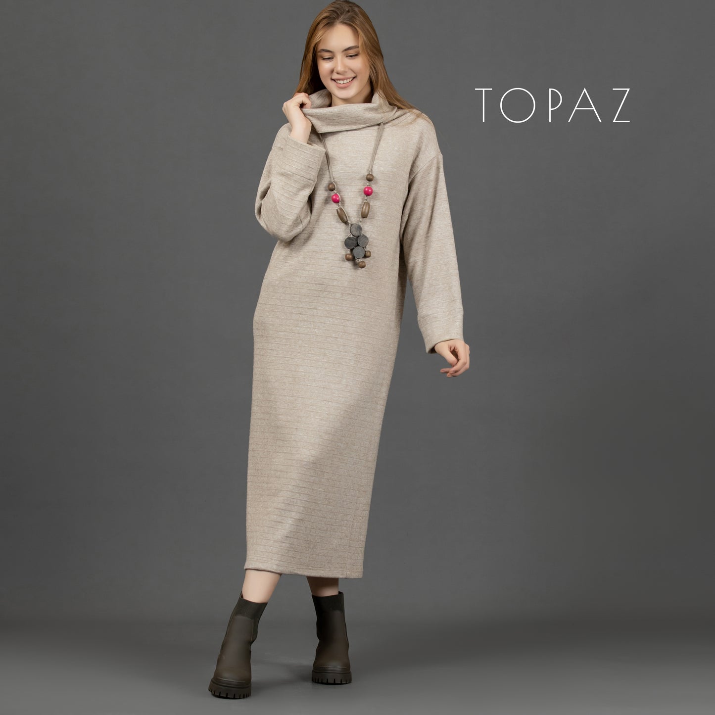 High-Neck Knit Dress