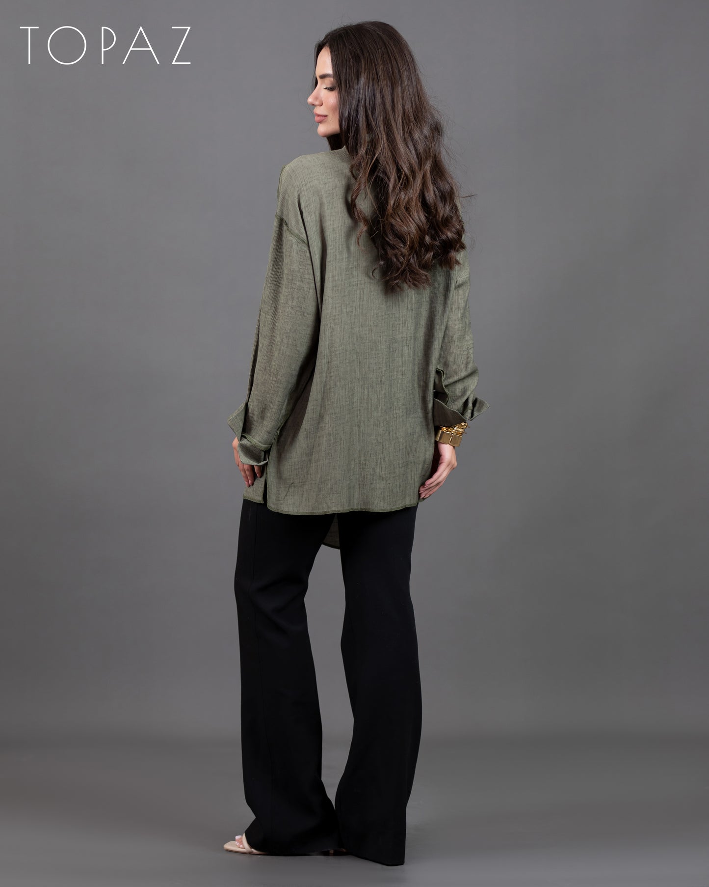 Ruffle Blouse With Zipper
