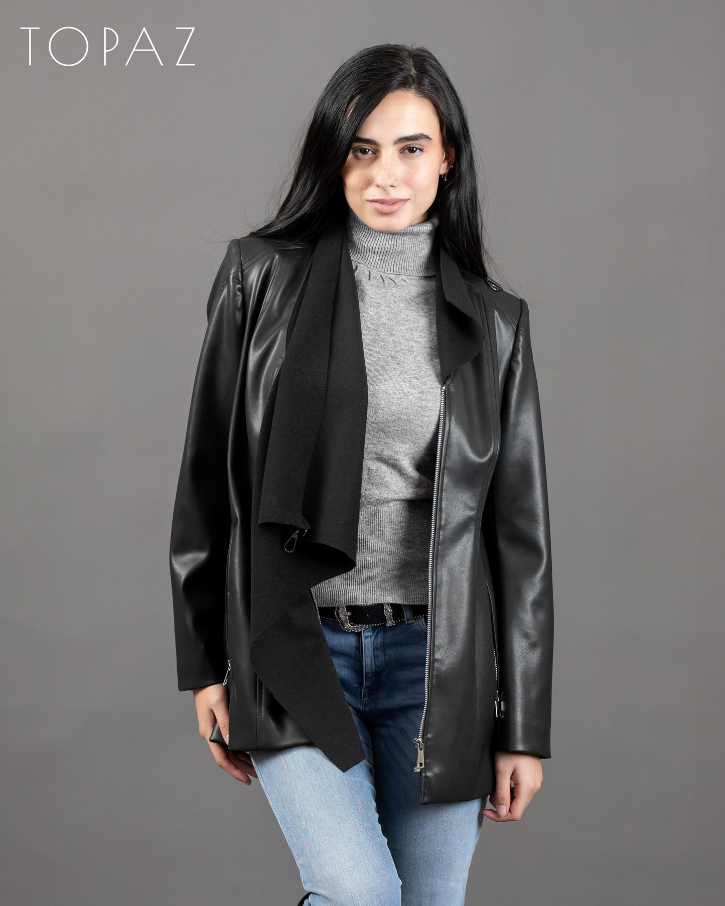 Leather Jacket With Wool Panelling