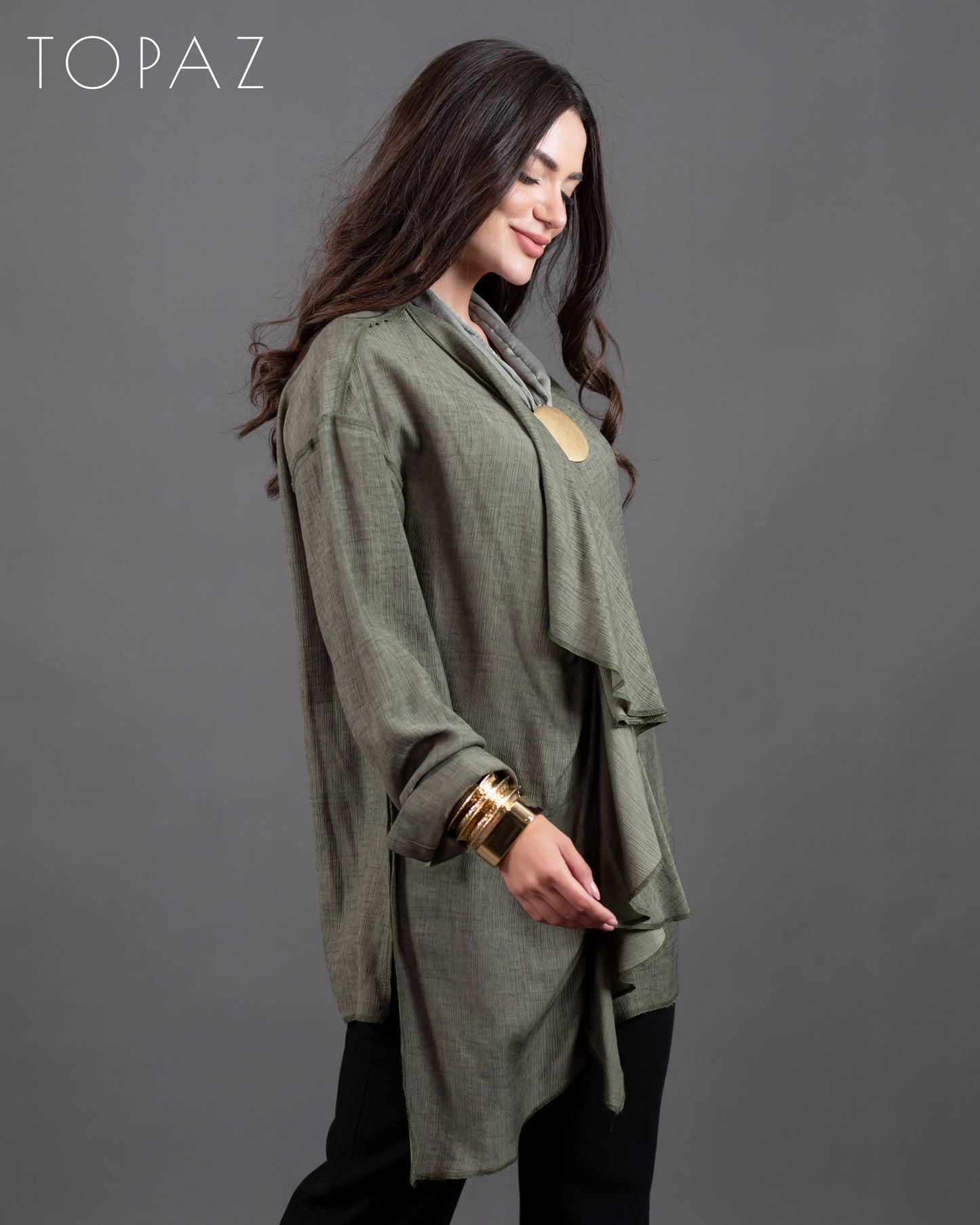 Ruffle Blouse With Zipper