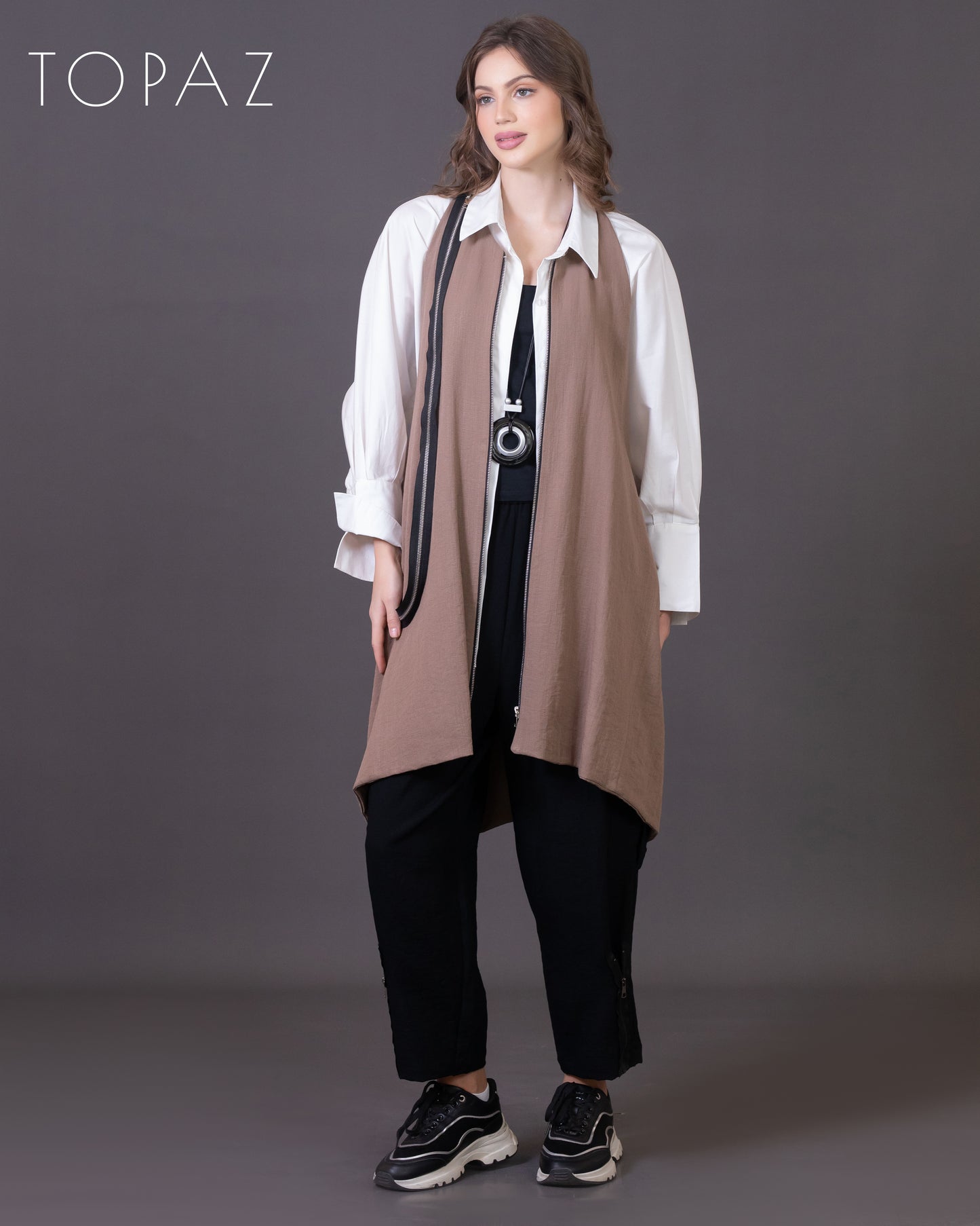 Vest with Zipper Detailing