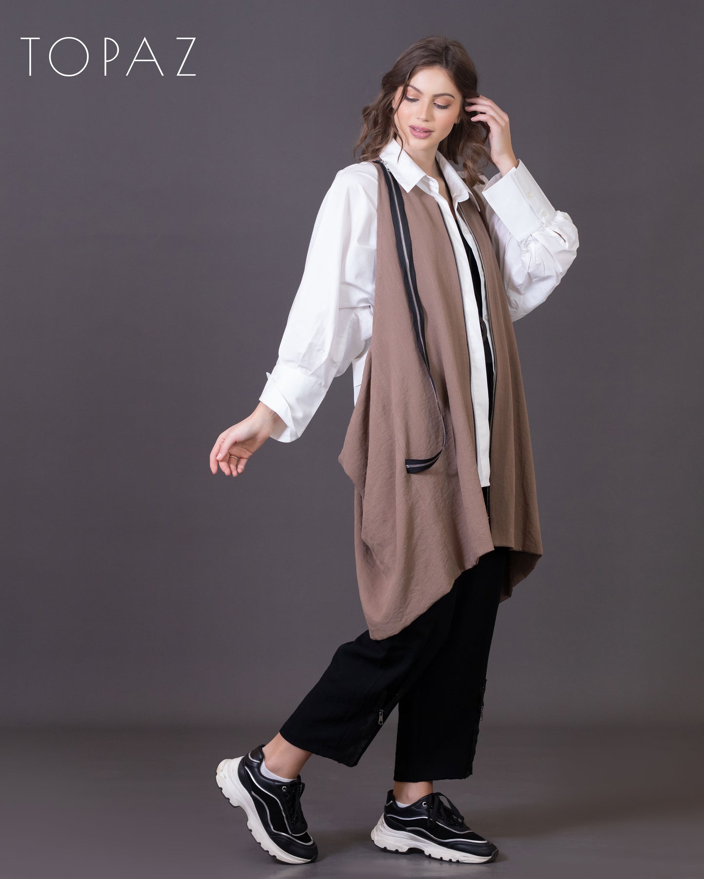 Vest with Zipper Detailing