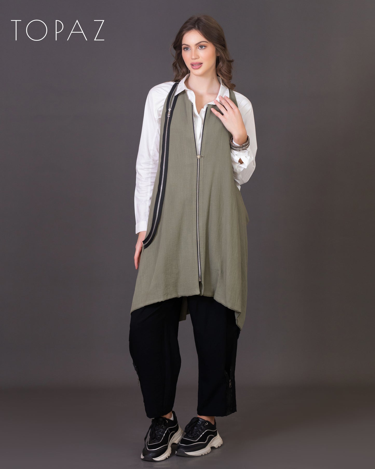 Vest with Zipper Detailing